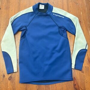NRS HydroSkin Titanium Mens Small Blue Grey Neoprene Paddling Top Long Sleeve